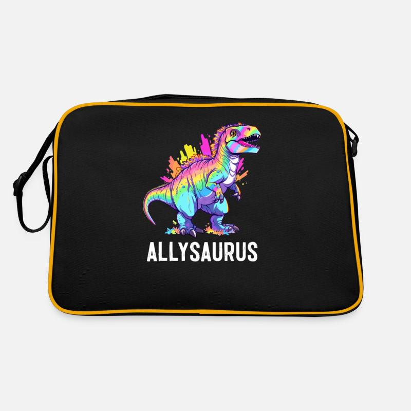 Allysaurus Dinosaur Rainbow Flag pour Ally LGBT Pun - Sac Retro - noir/or