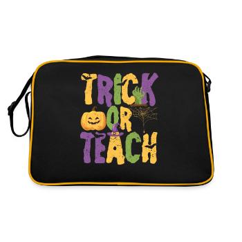 Trick Or Teach Funny Teacher Halloween Teaching - Retro Bag - black/gold - Back