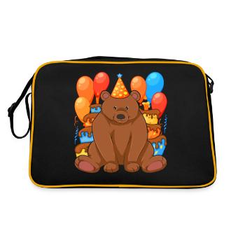 Forest Dweller Animal Birthday Party Gift Bear - Retro Bag - black/gold - Back