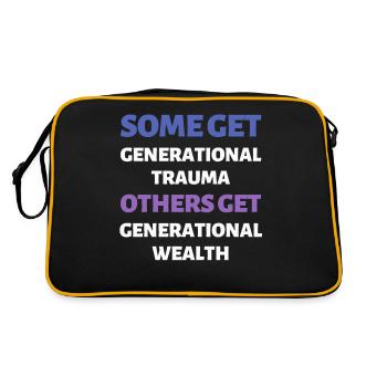 Armut Reichtum Spruch Englisch - Retro Tasche - Schwarz/Gold - Hinten