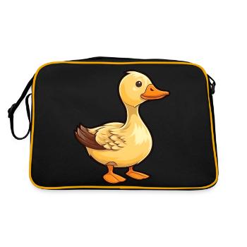 Kleine Ente im Comic-Stil - Retro Tasche - Schwarz/Gold - Hinten
