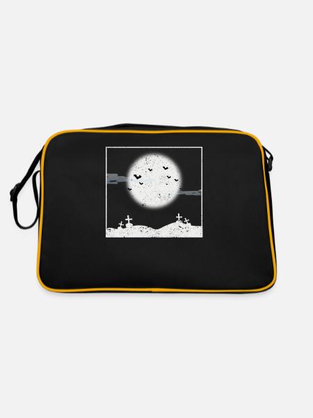 Bats in the full moon Halloween Creepy - Retro Bag - black/gold - Back