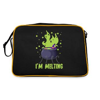 Ich schmelze lustig Halloween Hexe Grün Pool Lehre - Retro Tasche - Schwarz/Gold - Hinten