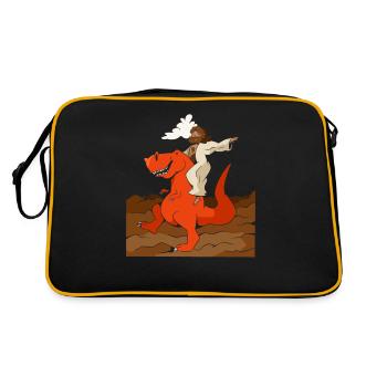 Cool Jesus Rides Dinosaur Funnier - Sac Retro - noir/or - Dos