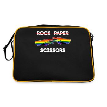 Ciseaux en papier rock drôle Lesbian Pride LGBT Mignon - Sac Retro - noir/or - Dos
