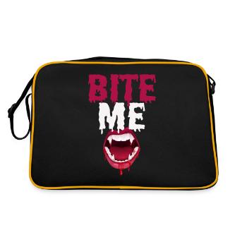 Beißen Sie mich Halloween Vampir blutige Zähne - Retro Tasche - Schwarz/Gold - Hinten