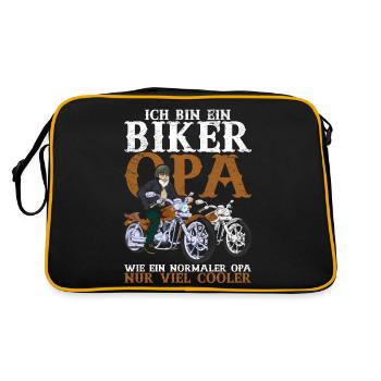 Ich bin Biker Opa wie ein normaler Opa nur cooler - Retro Tasche - Schwarz/Gold - Hinten