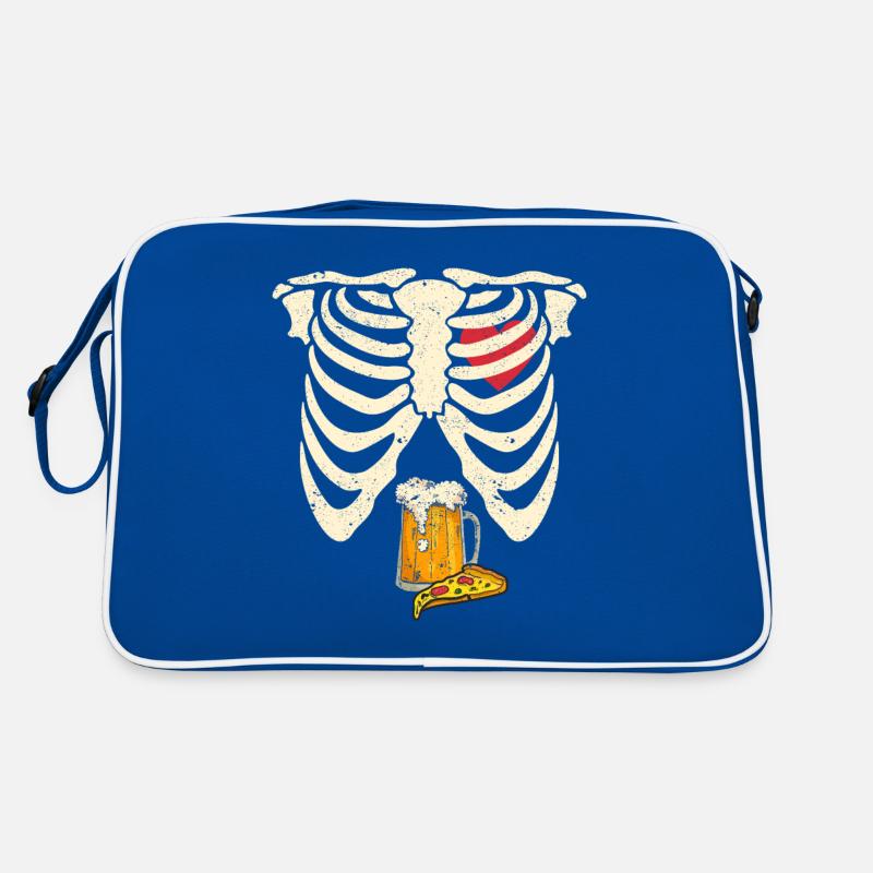 Daddy Skeleton Halloween Beer Pizza Drôle Enceinte Sac Retro