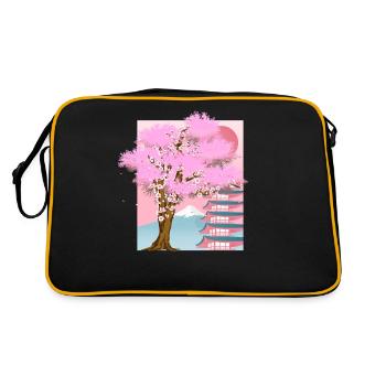 Cerisier en fleurs Japon Esthétique Cadeau Sakura - Sac Retro - noir/or - Dos
