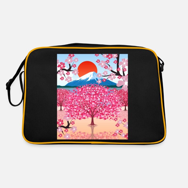 Cherry Blossom Tree Mountain Sun Gift Japan Sakura Retro Bag