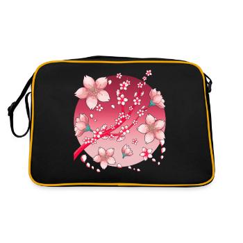 Fleurs de cerisier Culture Japonaise Cadeau Sakura - Sac Retro - noir/or - Dos