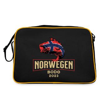 Angelurlaub Angeltour in Norwegen Bodø - Retro Tasche - Schwarz/Gold - Hinten