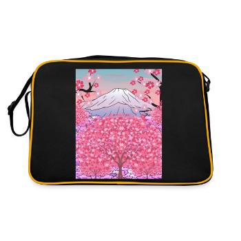 Nature japonaise Sakura Cadeau Fleurs de cerisier de montagne - Sac Retro - noir/or - Dos