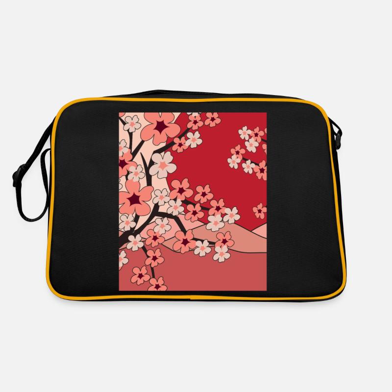 Japanese Sakura Nature Gift Cherry Blossoms - Retro Bag - black/gold