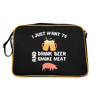 I just want to drink beer and smoke meat - Retro Bag - black/gold - Back