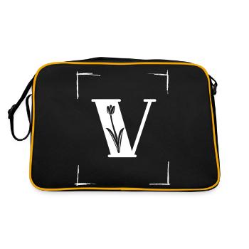 letter V initial - Retro Bag - black/gold - Back