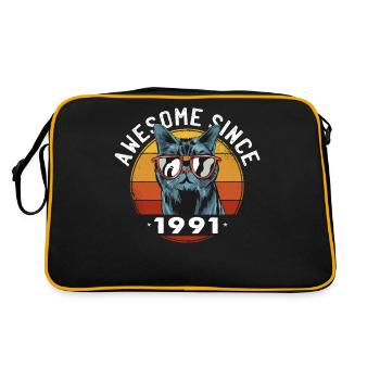 Genial seit 1991, 32 Jahre alt, 32. Geburtstag - Retro Tasche - Schwarz/Gold - Hinten