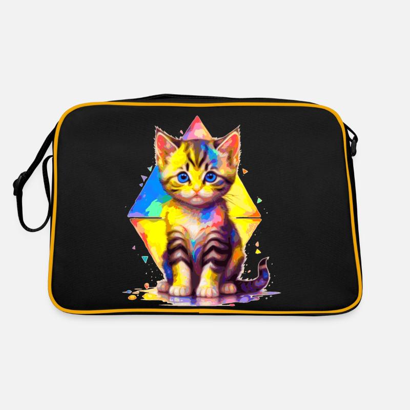 Chaton Arc-en-ciel - peint avec des géométries Sac Retro