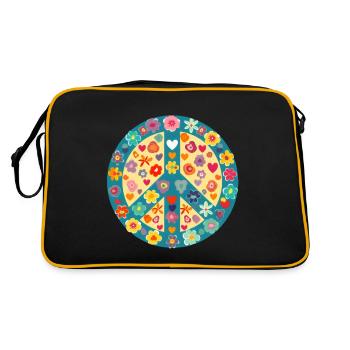 Peace Heart Sign Lovers Art Hippie Groovy Vibes - Sac Retro - noir/or - Dos