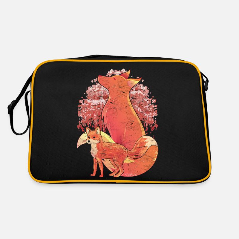 Waldbewohner Sakura Geschenk Kirschblüten Fuchs Retro Tasche