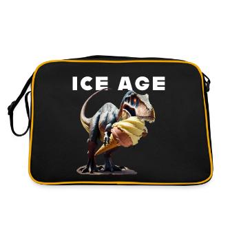 Eiszeit mit Dinosaurier - Retro Tasche - Schwarz/Gold - Hinten