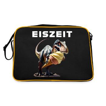 Eiszeit mit Dinosaurier - Retro Tasche - Schwarz/Gold - Hinten
