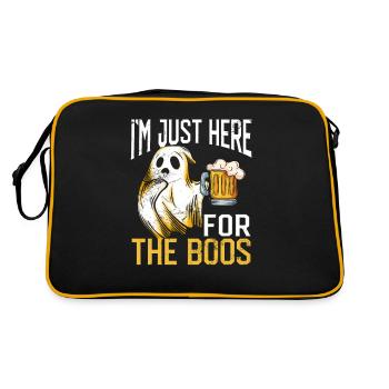 Ich bin nur wegen der Buhrufe hier Lustiges - Retro Tasche - Schwarz/Gold - Hinten
