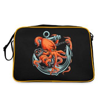 Octopus Sea Life Anchor Animal Gift Octopus - Retro Bag - black/gold - Back