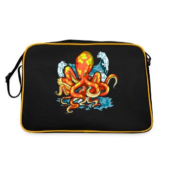 Sea Animal Octopus Gift Colorful Octopus - Retro Bag - black/gold - Back