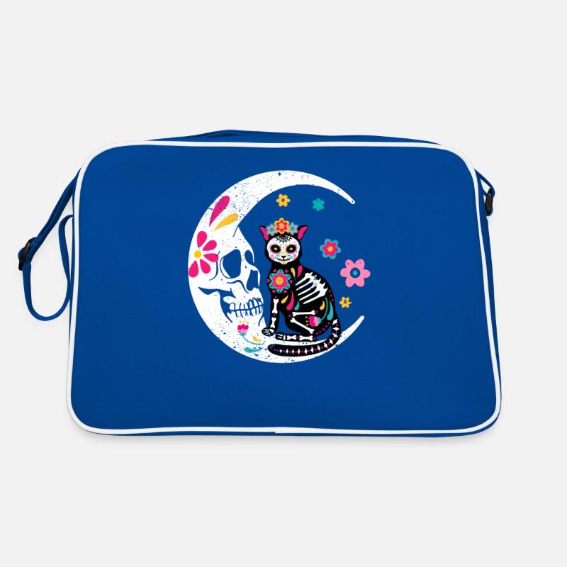 Sugar Skull Cat Moon Dia De Los Muertos Funny Sac Retro