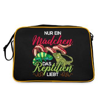 Waran Chamäleon Schlange Mädchen Geschenk Reptil - Retro Tasche - Schwarz/Gold - Hinten