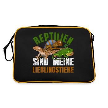 Reptilien sind meine Lieblingstiere Reptil - Retro Tasche - Schwarz/Gold - Hinten