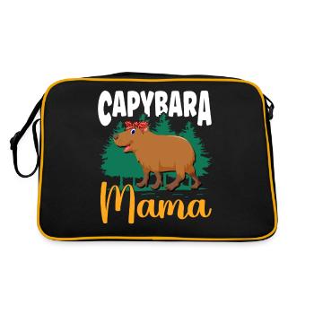 Capybara Mama Rodent Wildlife Capybaras - Retro Tasche - Schwarz/Gold - Hinten