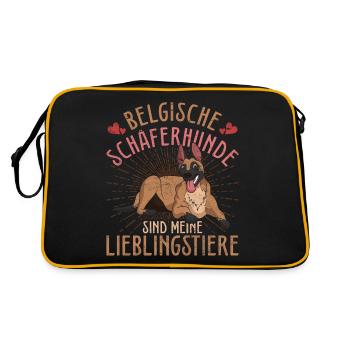 Belgische Schäferhunde sind meine Lieblingstiere - Retro Tasche - Schwarz/Gold - Hinten
