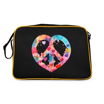 Coeur Paix Signe Amour Art Couleurs Valentine Hippy - Sac Retro - noir/or - Dos