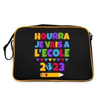 Hurra ich gehe in die 2023 - Retro Tasche - Schwarz/Gold - Hinten
