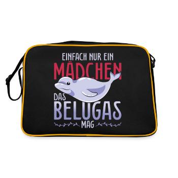 Meerestier Ozean Tier Mädchen Geschenk Beluga Wal - Retro Tasche - Schwarz/Gold - Hinten