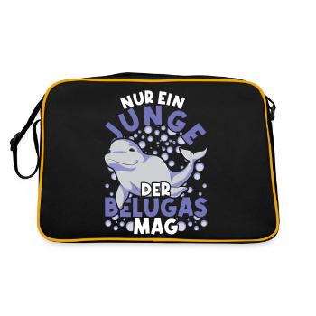 Meerestier Ozean Tier Jungen Geschenk Beluga Wal - Retro Tasche - Schwarz/Gold - Hinten