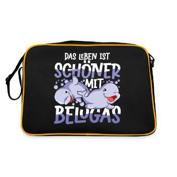 Meeresbewohner Ozean Tier Geschenk Beluga Wal - Retro Tasche - Schwarz/Gold - Hinten