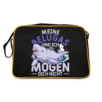 Wal Liebhaber Ozean Tier Geschenk Beluga Wal - Retro Tasche - Schwarz/Gold - Hinten