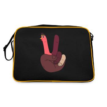 Jour de Thanksgiving Turquie Main Paix Signe Drôle - Sac Retro - noir/or - Dos