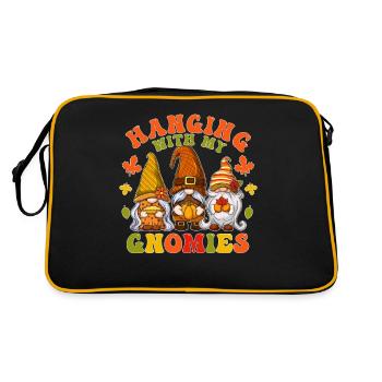 Hanging With My Gnomies Thanksgiving Day Herbst - Retro Tasche - Schwarz/Gold - Hinten