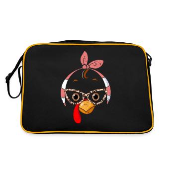 Turkey Face Leopard Print Glasses Thanksgiving - Retro Bag - black/gold - Back