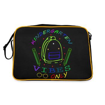 Kindergarten vibes only, Kinder, Start, Sommer - Retro Tasche - Schwarz/Gold - Hinten