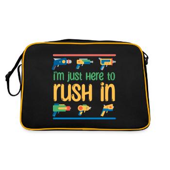 Je suis juste là pour me précipiter | Lecteur de laser tag - Sac Retro - noir/or - Dos