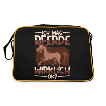 Reiterhof Pferdesport Lustiges Geschenk Pferd - Retro Tasche - Schwarz/Gold - Hinten