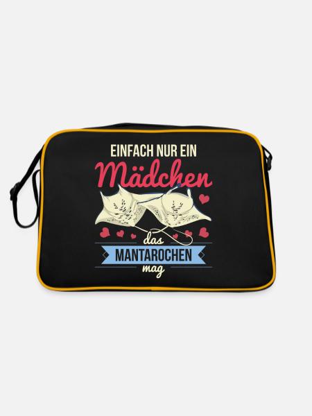 Ozean Tier Meerestier Mädchen Geschenk Mantarochen - Retro Tasche - Schwarz/Gold