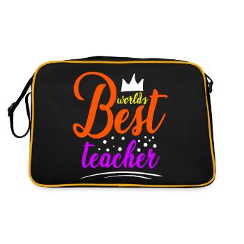 world s best teacher, Lehrer, Dankeschön Souvenir - Retro Tasche - Schwarz/Gold - Hinten