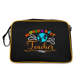 world s best teacher, Lehrer, Dankeschön Souvenir - Retro Tasche - Schwarz/Gold - Hinten