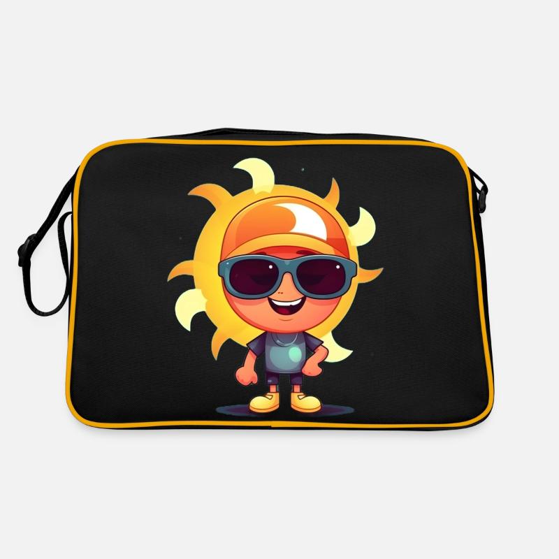 Soleil avec lunettes de soleil - Sac Retro - noir/or